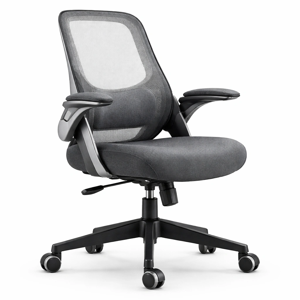 Silla de oficina acolchada con soporte lumbar y base giratoria resistente-cozanoe